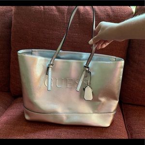 Guess silver metallic purse